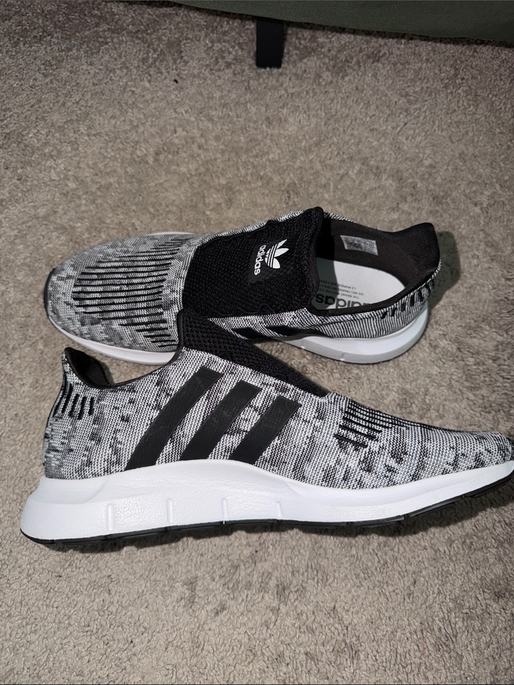 adidas Gray & Black Slip-On Knit Sneakers